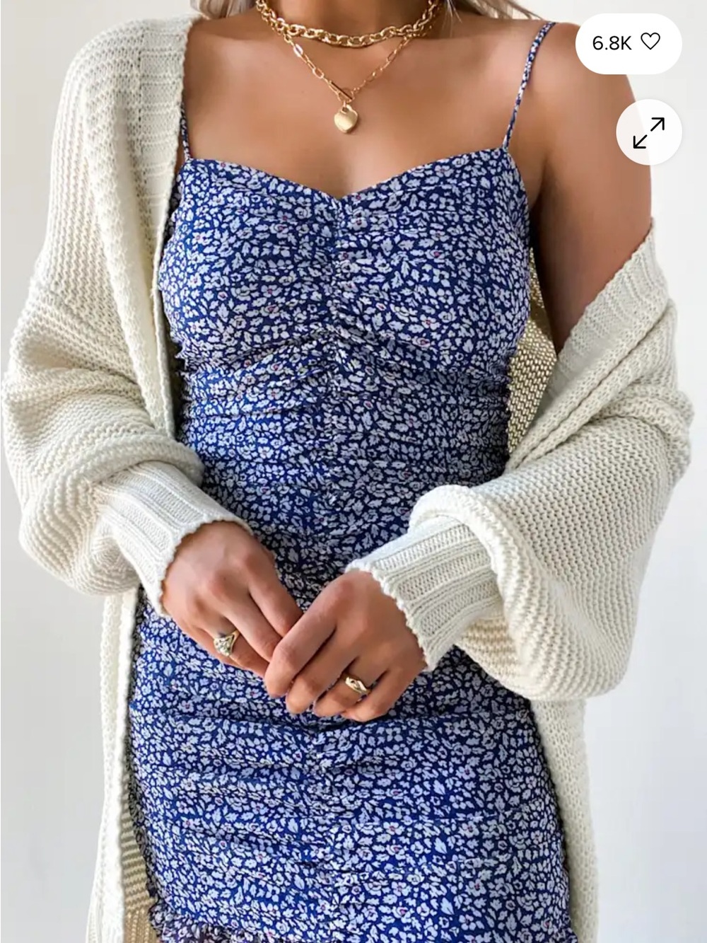 Lulus Women's Walk the Walk Blue Floral Print Ruched Bodycon Mini‎ Dress